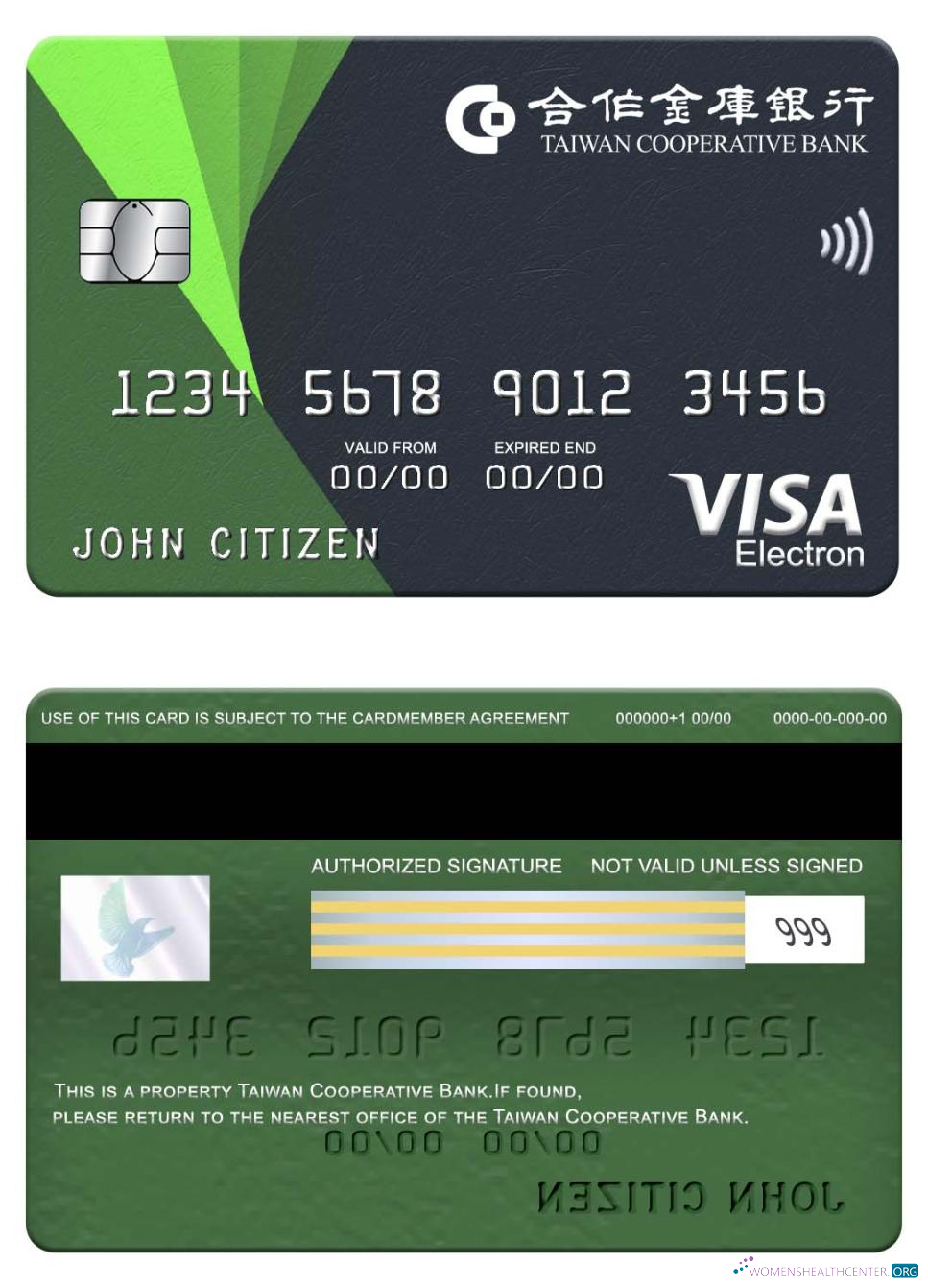 Download Taiwan Cooperative Bank visa electron card Photoshop template